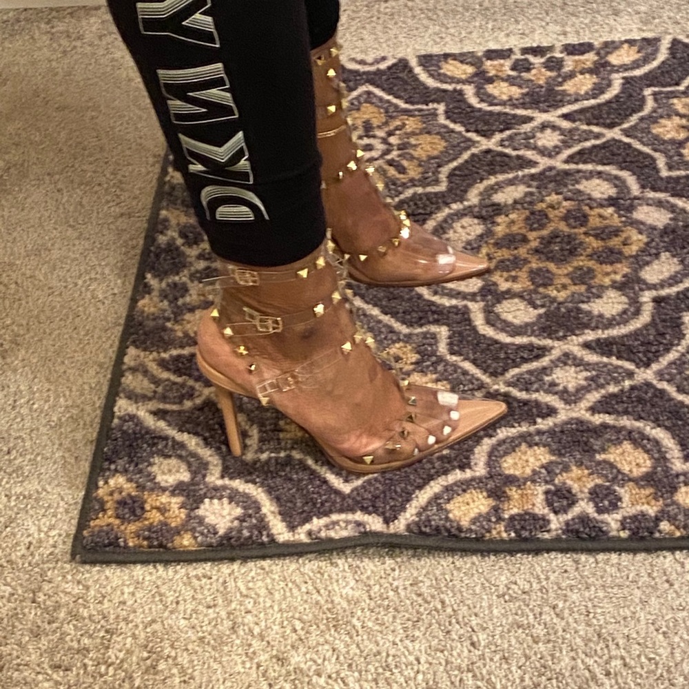 Clear & tan heels